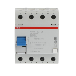 ABB 2CSF204001R1950, F204 AC-125/0.03, System Pro M, 125 Amper, 30 mA, AC Tip, Kaçak Akım Koruma Rölesi, 4 Kutuplu (3 Faz+Nötr)
