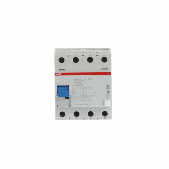 ABB 2CSF204001R1950, F204 AC-125/0.03, System Pro M, 125 Amper, 30 mA, AC Tip, Kaçak Akım Koruma Rölesi, 4 Kutuplu (3 Faz+Nötr)