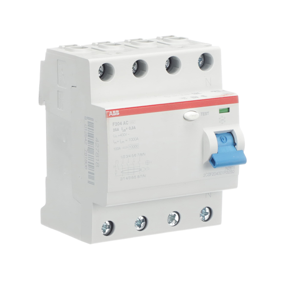 ABB 2CSF204001R3250, F204 AC-25/0.3, System Pro M, 25 Amper, 300 mA, AC Tip, Kaçak Akım Koruma Rölesi, 4 Kutuplu (3 Faz+Nötr)