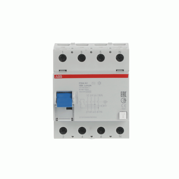ABB 2CSF204001R3950, F204 AC-125/0.3, System Pro M, 125 Amper, 300 mA, AC Tip, Kaçak Akım Koruma Rölesi, 4 Kutuplu (3 Faz+Nötr)