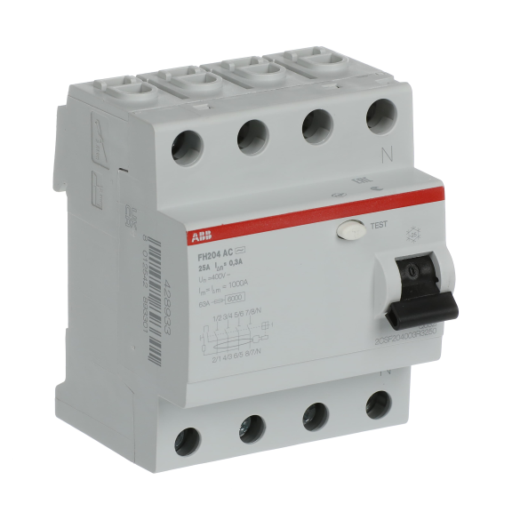 ABB 2CSF204003R3250, FH204 AC-25/0.3, System Pro M, 25 Amper, 300 mA, AC Tip, Kaçak Akım Koruma Rölesi, 4 Kutuplu (3 Faz+Nötr)