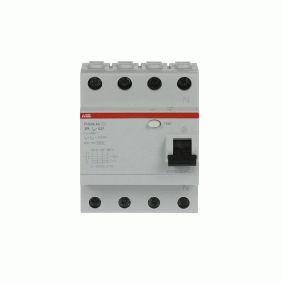 ABB 2CSF204003R3250, FH204 AC-25/0.3, System Pro M, 25 Amper, 300 mA, AC Tip, Kaçak Akım Koruma Rölesi, 4 Kutuplu (3 Faz+Nötr)
