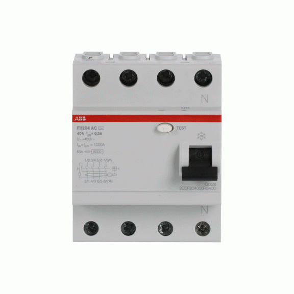 ABB 2CSF204003R3400, FH204 AC-40/0.3, System Pro M, 40 Amper, 300 mA, AC Tip, Kaçak Akım Koruma Rölesi, 4 Kutuplu (3 Faz+Nötr)