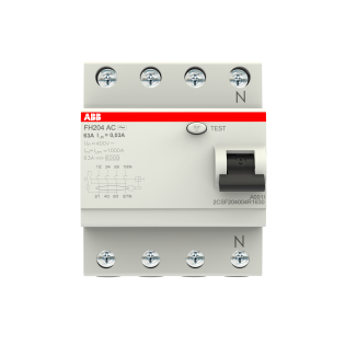 ABB 2CSF204004R1630, FH204 AC-63/0.03, System Pro M, 63 Amper, 30 mA, AC Tip, Kaçak Akım Koruma Rölesi, 4 Kutuplu (3 Faz+Nötr)