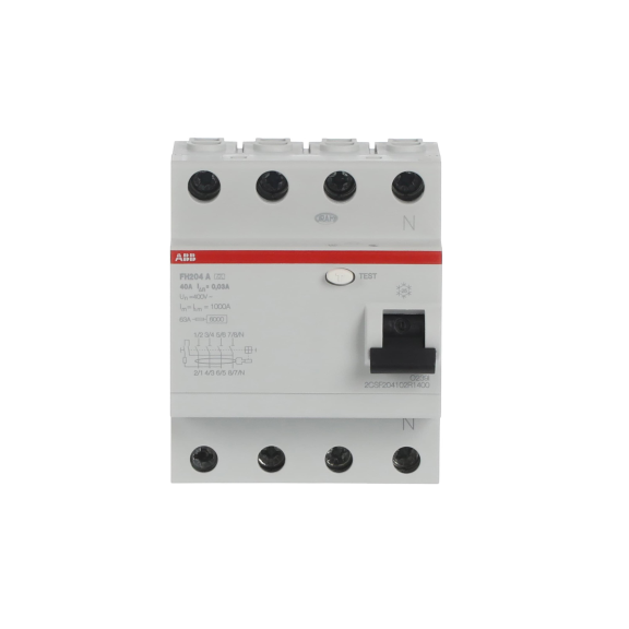 ABB 2CSF204102R1400, FH204 A-40/0.03, System Pro M, 40 Amper, 300 mA, A Tip, Kaçak Akım Koruma Rölesi, 4 Kutuplu (3 Faz+Nötr)