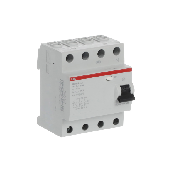 ABB 2CSF204102R1400, FH204 A-40/0.03, System Pro M, 40 Amper, 300 mA, A Tip, Kaçak Akım Koruma Rölesi, 4 Kutuplu (3 Faz+Nötr)
