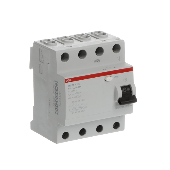ABB 2CSF204102R1630, FH204 A-63/0.03, System Pro M, 63 Amper, 300 mA, A Tip, Kaçak Akım Koruma Rölesi, 4 Kutuplu (3 Faz+Nötr)