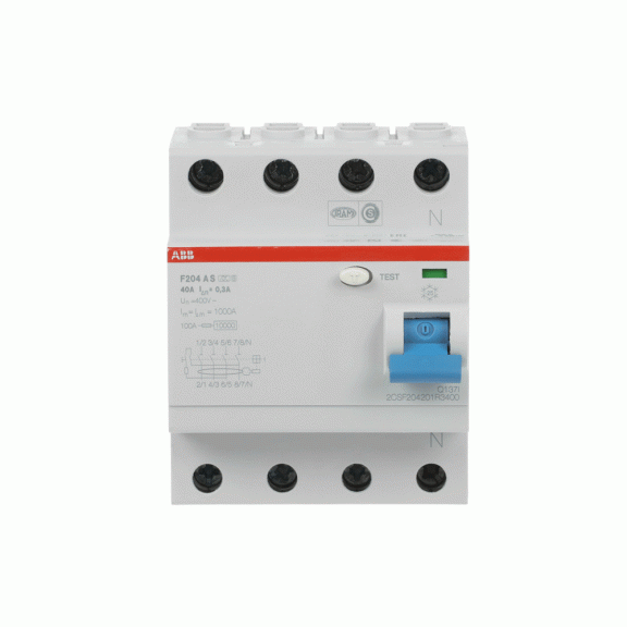 ABB 2CSF204201R3400, F204 A S-40/0.3, System Pro M, 40 Amper, 300 mA, A Tip, Kaçak Akım Koruma Rölesi, 4 Kutuplu (3 Faz+Nötr)
