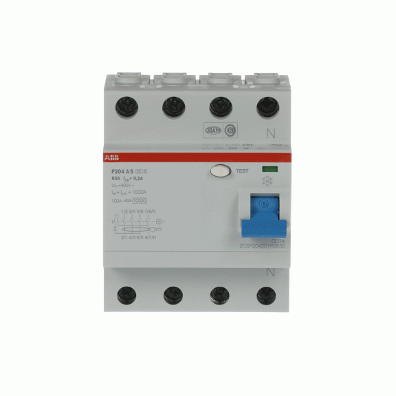 ABB 2CSF204201R3630, F204 A S-63/0.3, System Pro M, 63 Amper, 300 mA, A Tip, Kaçak Akım Koruma Rölesi, 4 Kutuplu (3 Faz+Nötr)