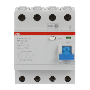 ABB 2CSF204401R1250, F204 A-25/0.03 AP-R, System Pro M, 25 Amper, 30 mA, A-APR Tip, Kaçak Akım Koruma Rölesi, 4 Kutuplu (3 Faz+Nötr)