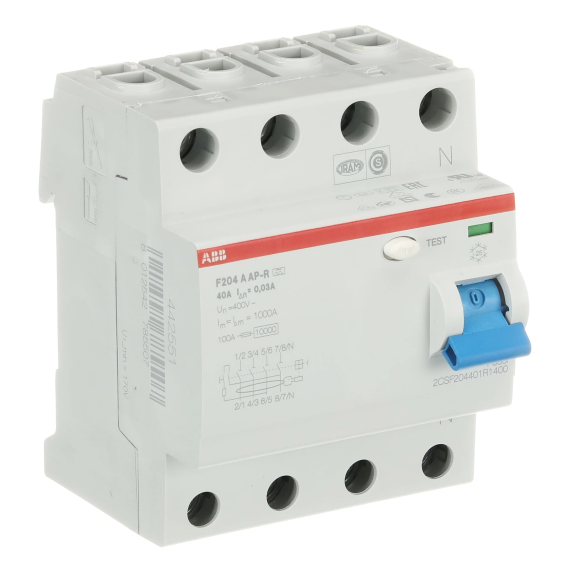 ABB 2CSF204401R1400, F204 A-40/0.03 AP-R, System Pro M, 40 Amper, 30 mA, A-APR Tip, Kaçak Akım Koruma Rölesi, 4 Kutuplu (3 Faz+Nötr)
