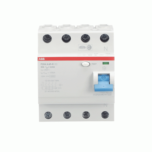 ABB 2CSF204401R1630, F204 A-63/0.03 AP-R, System Pro M, 63 Amper, 30 mA, A-APR Tip, Kaçak Akım Koruma Rölesi, 4 Kutuplu (3 Faz+Nötr)
