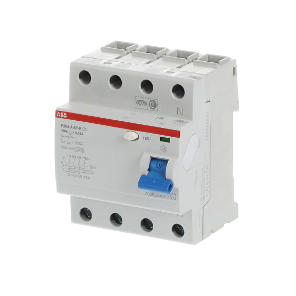 ABB 2CSF204401R1900, F204 A-100/0.03 AP-R, System Pro M, 100 Amper, 30 mA, A-APR Tip, Kaçak Akım Koruma Rölesi, 4 Kutuplu (3 Faz+Nötr)