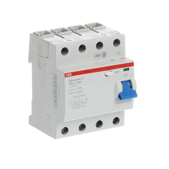 ABB 2CSF204401R1900, F204 A-100/0.03 AP-R, System Pro M, 100 Amper, 30 mA, A-APR Tip, Kaçak Akım Koruma Rölesi, 4 Kutuplu (3 Faz+Nötr)