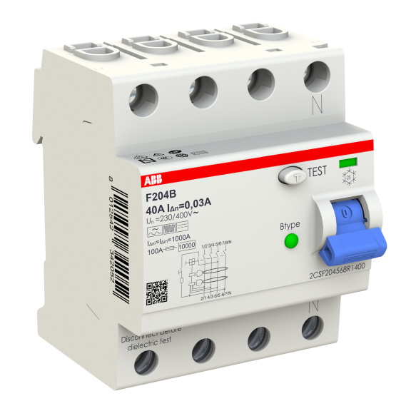 ABB 2CSF204568R1400, F204 B-40/0.03, System Pro M, 40 Amper, 30 mA, B Tip, Kaçak Akım Koruma Rölesi, 4 Kutuplu (3 Faz+Nötr)