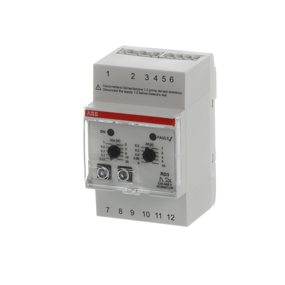 ABB 2CSJ201001R0002, RD3, Modüler DIN, 30mA-30A Kaçak Akım Algılama Rölesi, Gecikme Ayarlı, 230-400 Volt AC