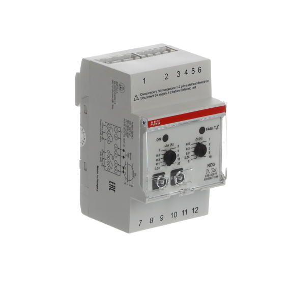 ABB 2CSJ201001R0002, RD3, Modüler DIN, 30mA-30A Kaçak Akım Algılama Rölesi, Gecikme Ayarlı, 230-400 Volt AC