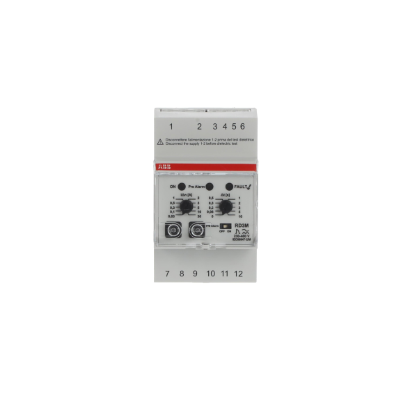 ABB 2CSJ202001R0002, RD3M, Modüler DIN, 30mA-30A Kaçak Akım Algılama Rölesi, Gecikme Ayarlı, Frekans Filtreli, 230-400 Volt AC