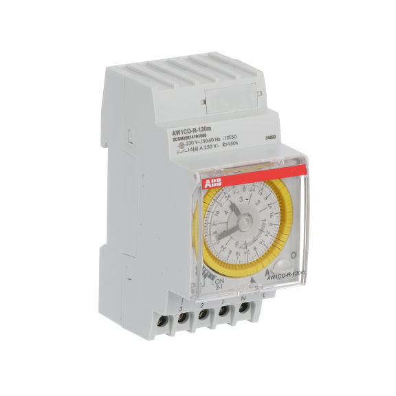 ABB 2CSM208141R1000, AW1CO-R-120m, Modüler DIN, Elektromekanik Zaman Saati, 7 Gün Döngü, 150 Saat Rezervli, 1A/K Kontak