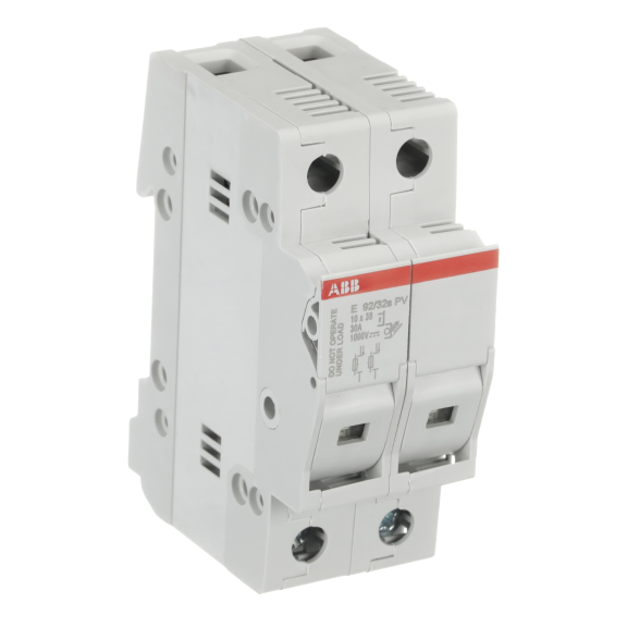 ABB 2CSM256913R1801, E 92/32 PVs, Fotovoltaik, 32 Amper, 2 Kutuplu, PV Kartuş Sigorta Yuvası, 10.3x38mm PV Sigortalar için,  İndikatörlü