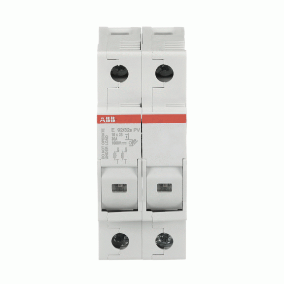 ABB 2CSM256913R1801, E 92/32 PVs, Fotovoltaik, 32 Amper, 2 Kutuplu, PV Kartuş Sigorta Yuvası, 10.3x38mm PV Sigortalar için,  İndikatörlü