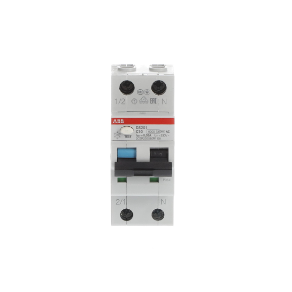 ABB 2CSR255080R1104, DS201 C10 AC30, System Pro M, 10 Amper, 30mA, AC Tip, Kaçak Akım Korumalı Otomatik Sigorta, 6 kA, C Tipi, 1 Faz+Nötr