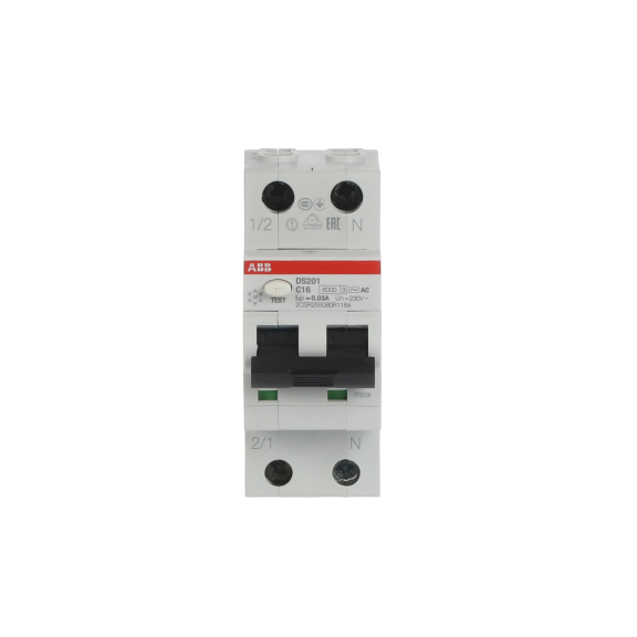 ABB 2CSR255080R1164, DS201 C16 AC30, System Pro M, 16 Amper, 30mA, AC Tip, Kaçak Akım Korumalı Otomatik Sigorta, 6 kA, C Tipi, 1 Faz+Nötr