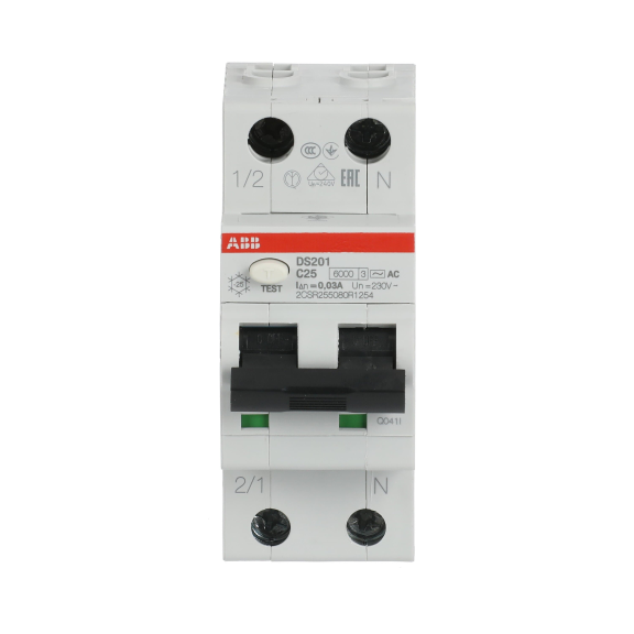 ABB 2CSR255080R1254, DS201 C25 AC30, System Pro M, 25 Amper, 30mA, AC Tip, Kaçak Akım Korumalı Otomatik Sigorta, 6 kA, C Tipi, 1 Faz+Nötr