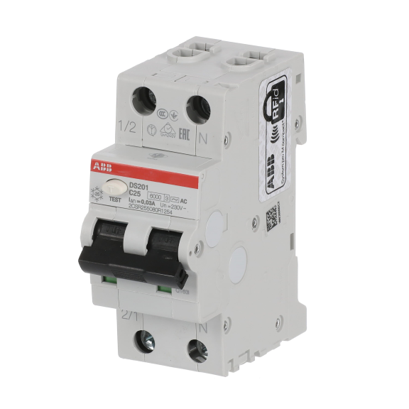 ABB 2CSR255080R1254, DS201 C25 AC30, System Pro M, 25 Amper, 30mA, AC Tip, Kaçak Akım Korumalı Otomatik Sigorta, 6 kA, C Tipi, 1 Faz+Nötr