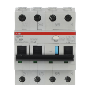 ABB 2CSR256040R1204, DS203NC C20 AC30, System Pro M, 20 Amper, 30mA, AC Tip, Kaçak Akım Korumalı Otomatik Sigorta, 6 kA, C Tipi, 3 Faz+Nötr