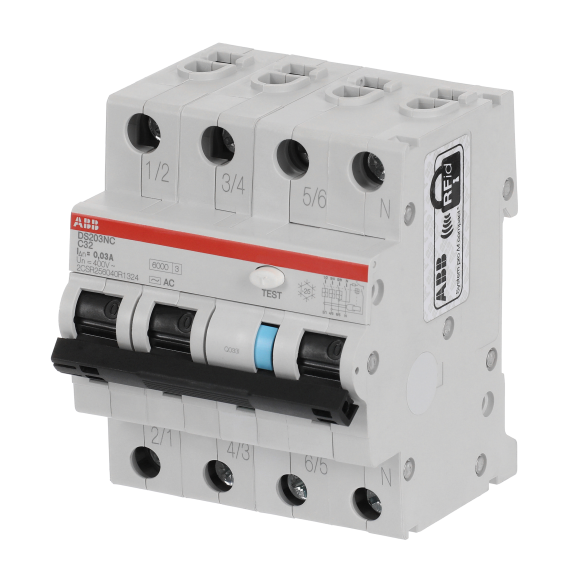ABB 2CSR256040R1324, DS203NC C32 AC30, System Pro M, 32 Amper, 30mA, AC Tip, Kaçak Akım Korumalı Otomatik Sigorta, 6 kA, C Tipi, 3 Faz+Nötr