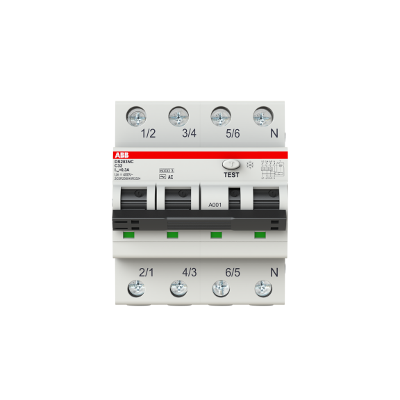 ABB 2CSR256040R3324, DS203NC C32 AC300, System Pro M, 32 Amper, 300mA, AC Tip, Kaçak Akım Korumalı Otomatik Sigorta, 6 kA, C Tipi, 3 Faz+Nötr