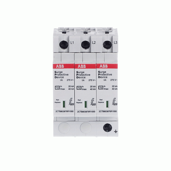 ABB 2CTB803873R2400, OVR T2 3L 40-275 P QS, Modüler DIN, Kartuşlu Tip, AG Parafudr, 3 Kutup, Tip 2, C Sınıfı, 40 kA