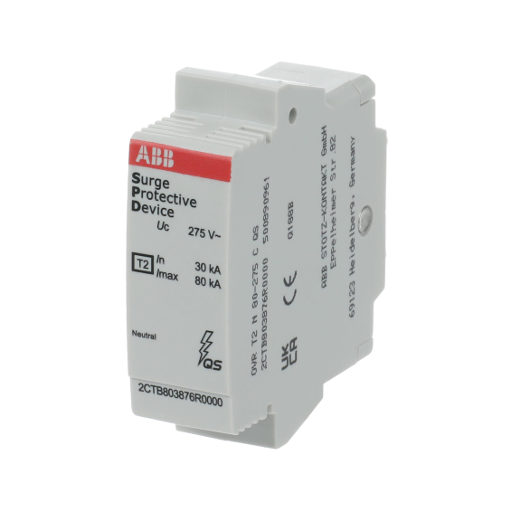 ABB 2CTB803876R0000, OVR T2-T3 N 80-275 C QS, Modüler DIN, AG Parafudrlar için Yedek Nötr Kartuş, Tip 2+Tip 3