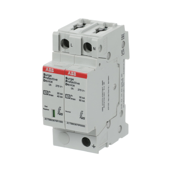 ABB 2CTB803972R1100, OVR T2 1N 40-275 P QS, Modüler DIN, Kartuşlu Tip, AG Parafudr, 1 Kutup+Nötr, Tip 2, C Sınıfı, 40 kA