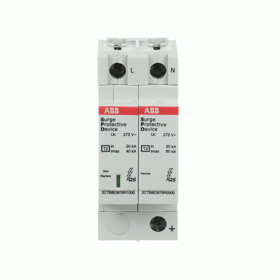 ABB 2CTB803972R1100, OVR T2 1N 40-275 P QS, Modüler DIN, Kartuşlu Tip, AG Parafudr, 1 Kutup+Nötr, Tip 2, C Sınıfı, 40 kA