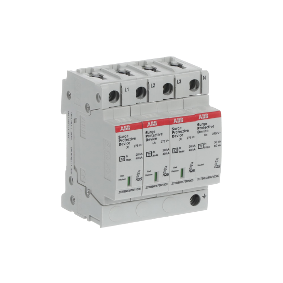 ABB 2CTB803973R1100, OVR T2 3N 40-275 P QS, Modüler DIN, Kartuşlu Tip, AG Parafudr, 3 Kutup+Nötr, Tip 2, C Sınıfı, 40 kA