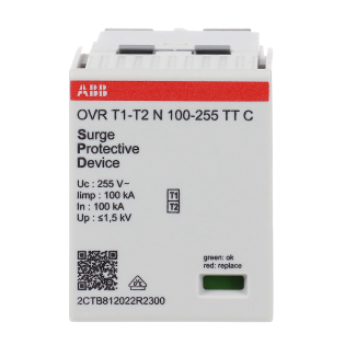 ABB 2CTB812022R2300, OVR T1-T2 N 100-255 TT C, Modüler DIN, AG Parafudrlar için Yedek Kartuş, Tip 1+Tip 2