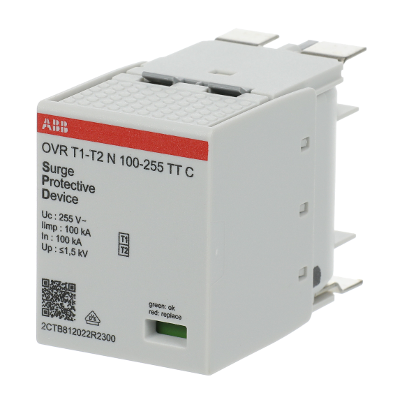 ABB 2CTB812022R2300, OVR T1-T2 N 100-255 TT C, Modüler DIN, AG Parafudrlar için Yedek Kartuş, Tip 1+Tip 2