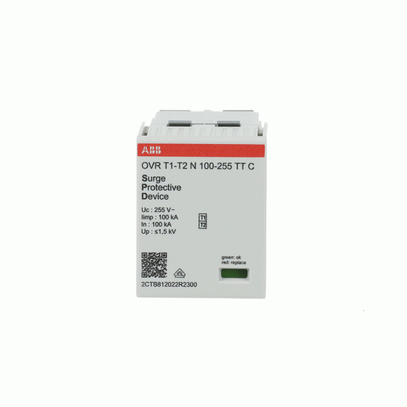 ABB 2CTB812022R2300, OVR T1-T2 N 100-255 TT C, Modüler DIN, AG Parafudrlar için Yedek Kartuş, Tip 1+Tip 2