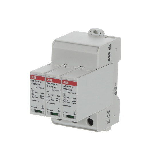 ABB 2CTB812050R1000, OVR PV T1-T2 5-1000 P QS, Fotovoltaik, Kartuşlu DC Parafudr, 3 Kutup, Tip 1+Tip 2, 1000V