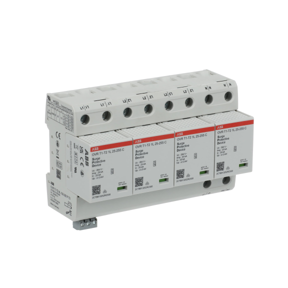 ABB 2CTB812101R2300, OVR T1-T2 4L 100-255 P TS, Modüler DIN, Kartuşlu Tip, AG Parafudr, 4 Kutup, Tip 1+Tip 2, B ve C Sınıfı, 60 kA