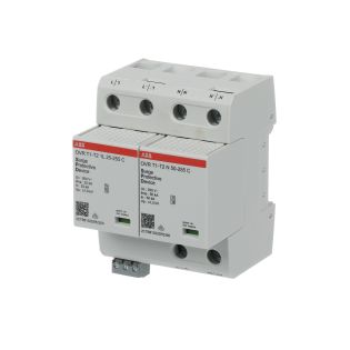 ABB 2CTB812511R2300, OVR T1-T2 1N 50-255 P TS, Modüler DIN, Kartuşlu Tip, AG Parafudr, 2 Kutup, Tip 1+Tip 2, B ve C Sınıfı, 60 kA
