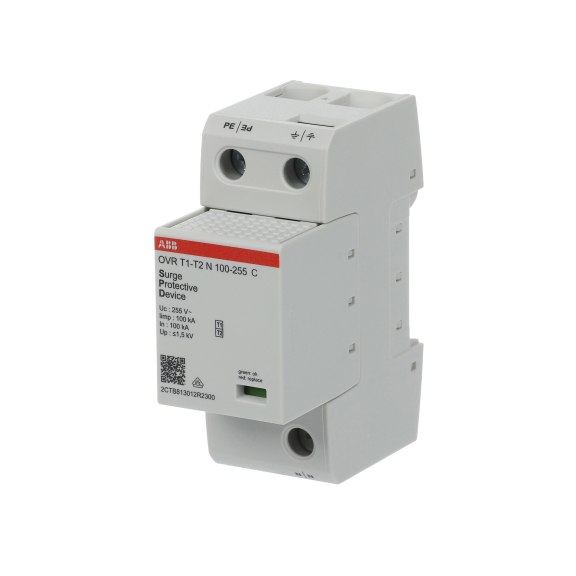 ABB 2CTB813010R2300, OVR T1-T2 N 100-255 P, Modüler DIN, Kartuşlu Tip, Nötr Parafudr, 1 Kutup, Tip 1+Tip 2, B ve C Sınıfı, 60 kA
