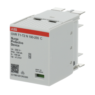 ABB 2CTB813012R2300, OVR T1-T2 N 100-255 C, Modüler DIN, AG Parafudrlar için Yedek Kartuş, Tip 1+Tip 2