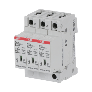 ABB 2CTB815710R1800, OVR T1-T2 3L 12.5-275s P QS, Modüler DIN, Kartuşlu Tip, AG Parafudr, 3 Kutup, Tip 1+Tip 2, B ve C Sınıfı, 80 kA