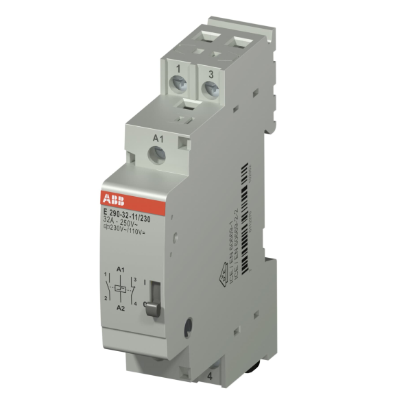 ABB 2TAZ322000R2013, E290-32-11/230, Modüler DIN, 32 Amper, Enversör Darbe Akım Rölesi, 1NA+1NK, 230 Volt AC, 110 Volt DC