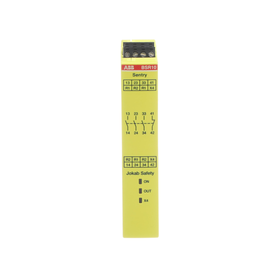 ABB 2TLA010040R0000, BSR10, Güvenlik Rölesi, Start/Test Fonksiyonlu, 3NA+1NK, 24 Volt DC