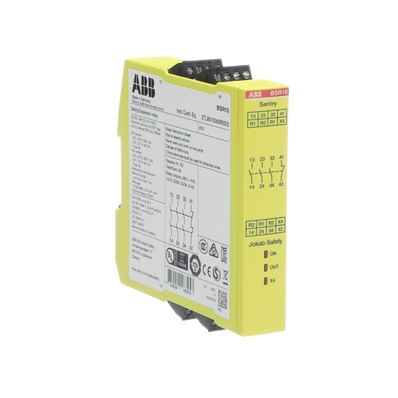 ABB 2TLA010040R0000, BSR10, Güvenlik Rölesi, Start/Test Fonksiyonlu, 3NA+1NK, 24 Volt DC