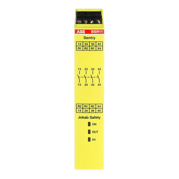 ABB 2TLA010040R0200, BSR11, Güvenlik Rölesi, Start/Test Fonksiyonlu, 4NA, 24 Volt DC